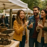Brindisi di gruppo durante una degustazione di vini in Oltrepò Pavese